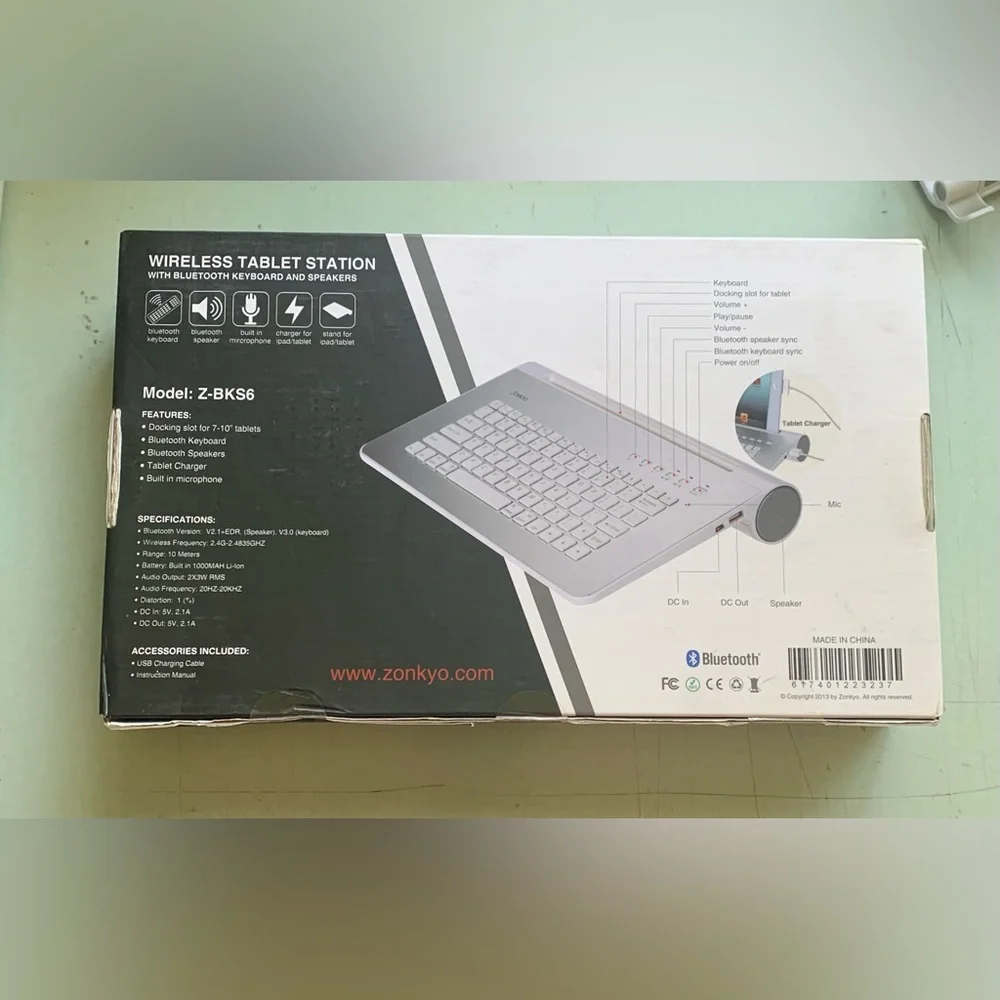 Zonkyo Wireless Tablet Station Bluetooth Keyboard